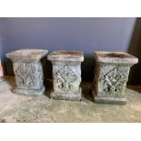 A trio of garden bases/stands (H33cm Sq24cm)