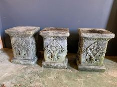 A trio of garden bases/stands (H33cm Sq24cm)