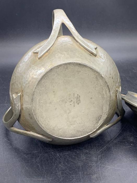 A, Tudric design pewter three handle lidded pot (01064) - Image 4 of 5