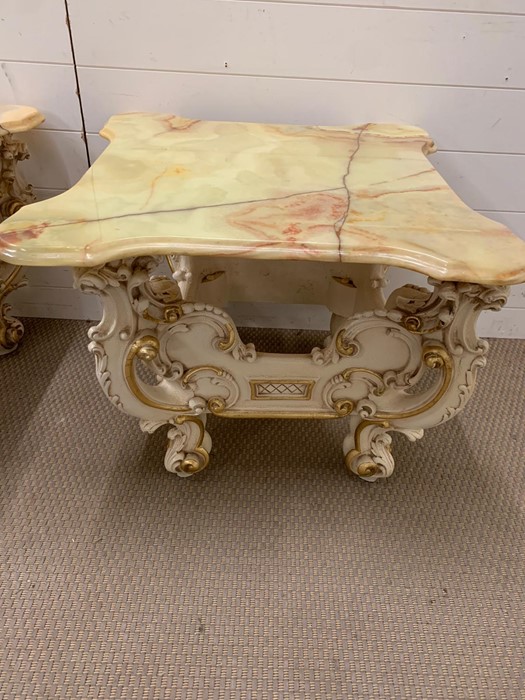 A pair of Silik baroque end tables with hand finished floral decoration to top - Image 5 of 6