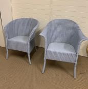 A Pair of Lloyd Loom chairs in blue