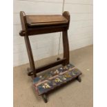 A prayer kneeler with tapestry cushions (H80cm W56cm)