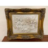 A gilt framed marble plaque (H44cm W55cm)