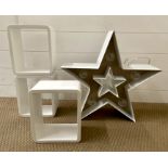 Three square wall shelves and a star wall light