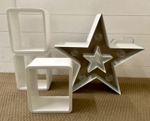 Three square wall shelves and a star wall light