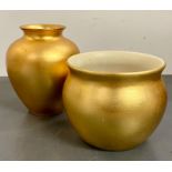 Two gilt pots