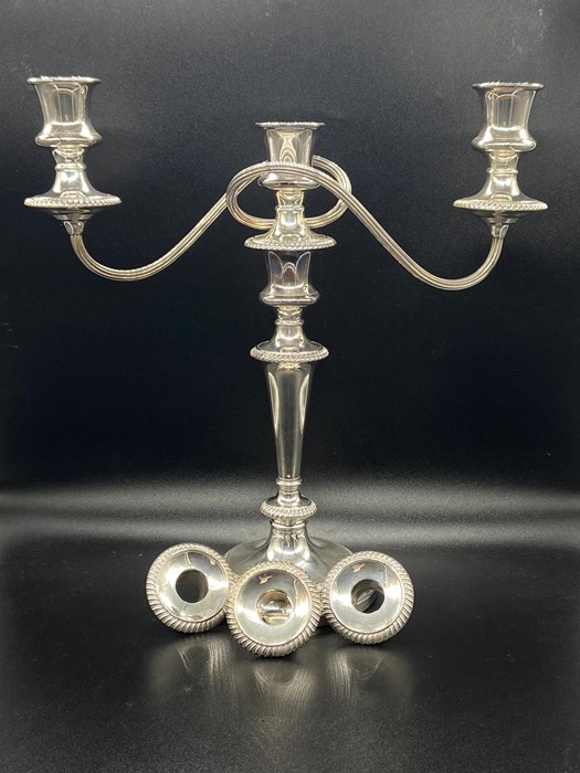 A pair of quality Barker & Ellis three light candlesticks - Image 2 of 5