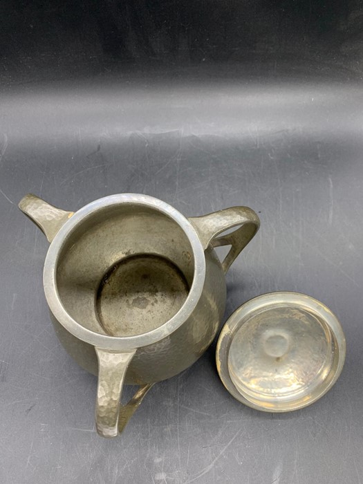 A, Tudric design pewter three handle lidded pot (01064) - Image 3 of 5
