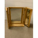 A pine dressing table mirror or toilet mirror