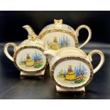 A Sadler China Tea Set Tea pot, sugar bowl, milk jug.