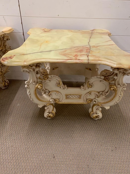 A pair of Silik baroque end tables with hand finished floral decoration to top - Image 6 of 6