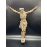 A bronzed cast iron sculpture of Jesus Christ on the cross (H36cm W32cm)