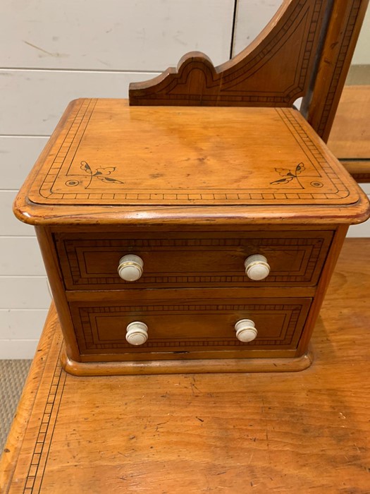 A Victorian pine dressing table with painted string details (H140cm W110cm D84cm) - Image 3 of 4