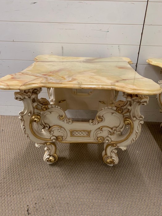 A pair of Silik baroque end tables with hand finished floral decoration to top - Image 2 of 6