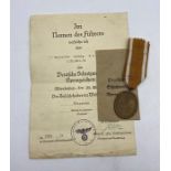 German West Wall medal in packet of issue with medal certificate