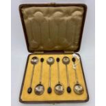 A Boxed set of silver, Birmingham 1923, coffee spoons