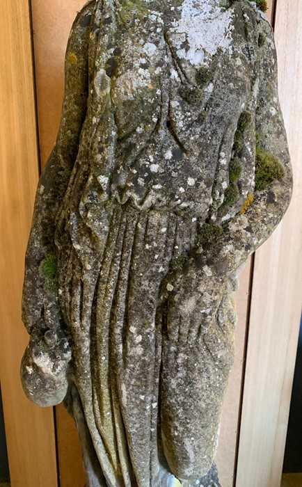 A large statue of a lady holding an urn (Repair to face) (H130cm) - Image 3 of 5