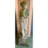 A large garden goddess on plinth (H145cm)