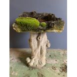 A woodland theme birdbath with sqaure water bath on a wooland theme base (H64cm)