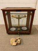 An Oak cased set of scientific scales by L.Oertling Ltd.