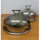 A Pair of substantial HH& S silver plated cloche with foliate engraving