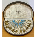 A Boxed set of twelve enamel and silver teaspoons, Finish 1950's (A.Tillander)