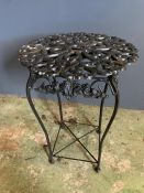 A small metal garden table with heart design (H57cm Dia39cm)