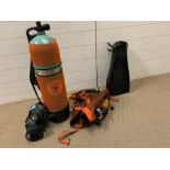 Vintage scrubber diving equipment and other items