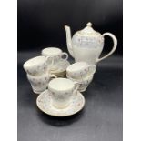 A Part Royal Grafton coffee service, six saucers, five coffee cups sugar bowl and coffee pot.