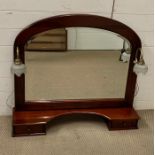A mahogany mirror flanked with lights and wall unit with drawers (H87cm W94cm)