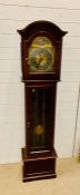 An oak long case clock (H172cm W39cm D25cm)