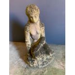 A stone garden ornament of a lady kneeling (H60cm)