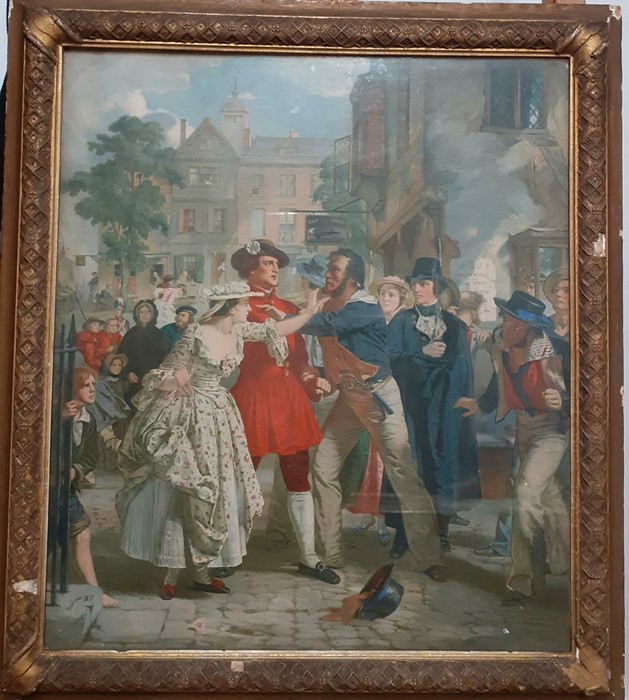 A print after Alexander Johnston, 'The Press Gang', framed and glazed (51x44 cm).