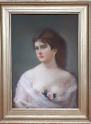 Rose Geoffroy (XIX), 'Portrait of a young lady', signed and dated 1877 lower left, pastel on paper