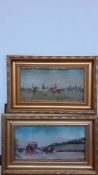 A pair of gouaches from the English school, unsigned, framed and glazed (17.5x36.5 cm largest). (2)