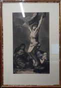 'The crucifixion of Christ', illegibly signed and dated (Forlay 1859?), ink on paper, framed and