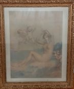 A sketch for a Venus, charcoal and pastel, framed and glazed (47x35.5 cm).