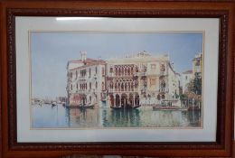 After Federico del Campo (1837-1923) Peruvian, 'Ca’ d’Oro, Venice', a colour lithograph, framed