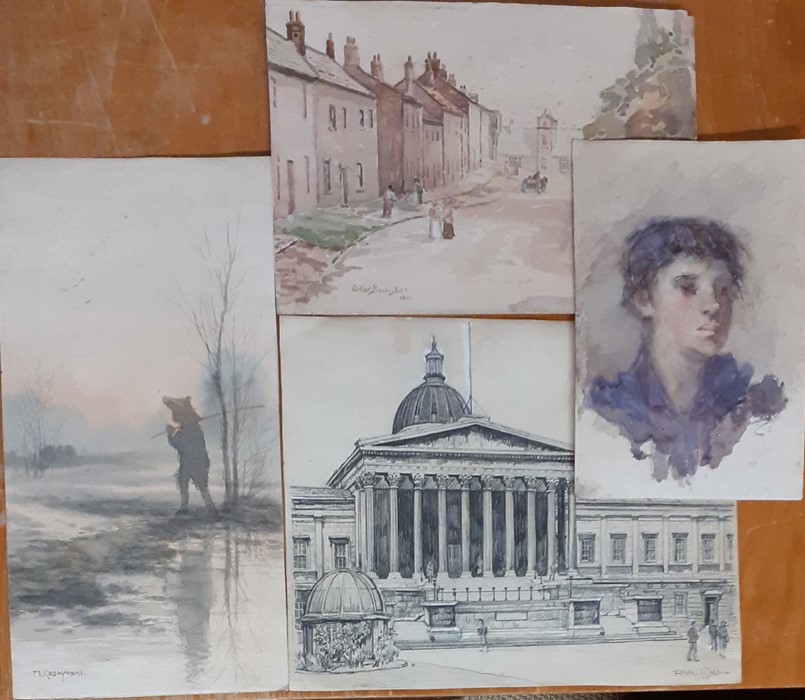 A group of watercolours by different authors (M. Kobayashi, Arthur Bannister, Ruth Colb and G.M.