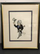 'Loon' Sir Alasdair Hilleary, an original watercolour, a stylish Serpent in his Top Hat and Tails