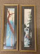 A 20th century Chinese school, a pair of mixed media depicting river scenes, signed and titled,