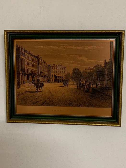 A pair of vintage Coppercraft (copper or brass alloy) etchings, "Belgrave square" and "The Holborn - Image 3 of 3