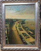 A 20th century Chinese school, 'City View', signed 'W.T.Chen' lower right, oil on canvas, framed, (