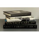 A collection of five large reference books including those on Vogue Model and Chanel