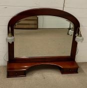A mahogany mirror flanked with lights and wall unit with drawers (H87cm W94cm)