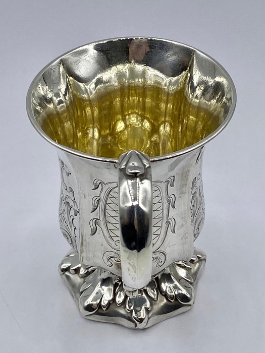 A silver engraved tankard, engraving dated 1845, with indistinct Victorian hallmark. Makers mark for - Image 5 of 6