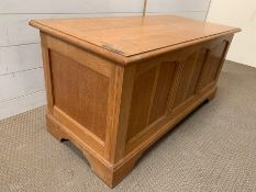 A light oak three panel coffer (H49cm W105cm D47cm)