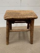 An oak work stool (H50cm W37cm)