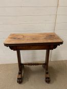 A regency mahogany games table, possibly Gillows, neat portions (H75cm W80cm D35cm)