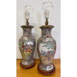 A pair of famille rose table lamps